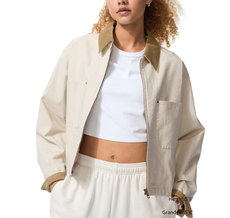 Uniqlo Women's Zip-Up Short Jacket 30 Natural