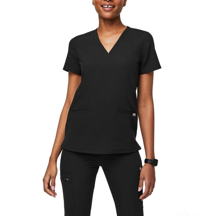 FIGS Women's Casma Three Pocket Scrub Top Black