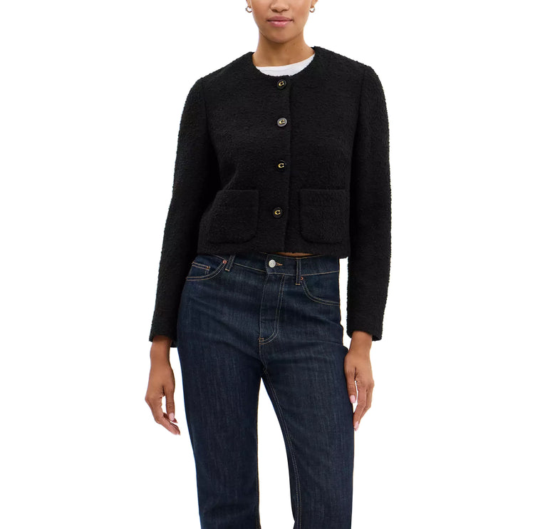 Coach Women's Boucle Cardigan Jacket Black