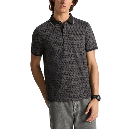 Michael Kors Men's Greenwich Signature Logo Print Cotton Polo Shirt Black