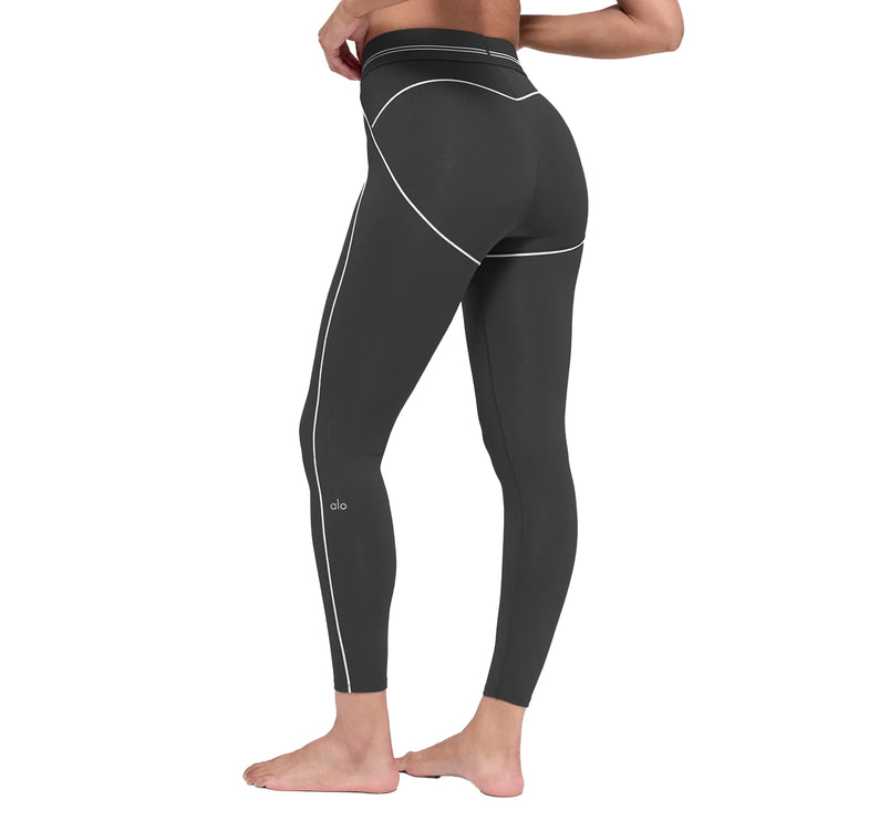 alo Women's Airbrush High-Waist 7/8 Heart Throb Legging Anthracite/White