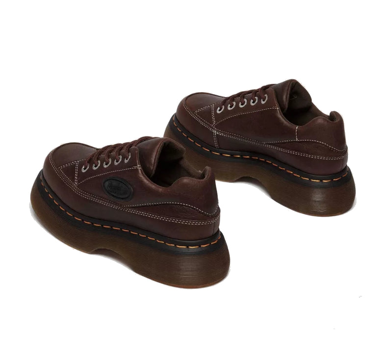 Dr. Martens Women's Buzz 5 Eye Grizzly Leather Shoes Dark Brown