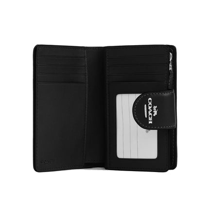 Coach Women's Medium Corner Zip Wallet In Signature Denim Silver/Black