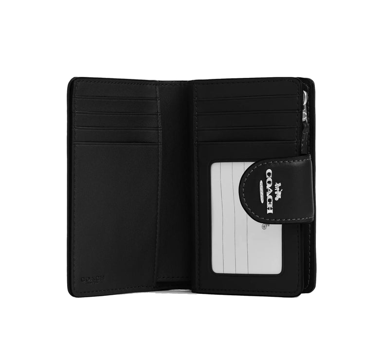 Coach Women's Medium Corner Zip Wallet In Signature Denim Silver/Black