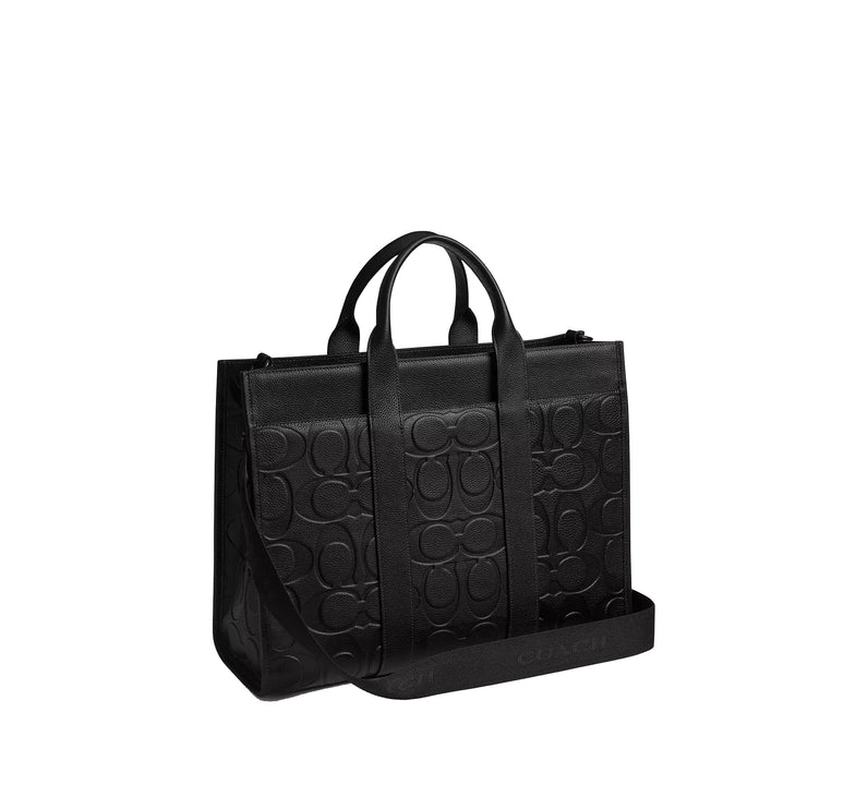 Coach Unisex Wesley Tote In Maxi Signature Leather Black