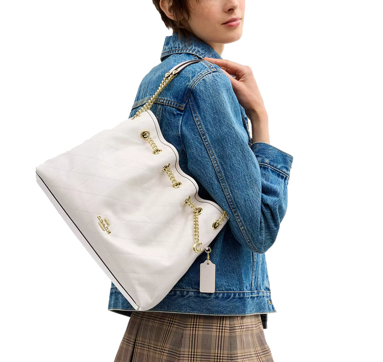 Coach Women's Evelyn Shoulder Bag Gold/Chalk
