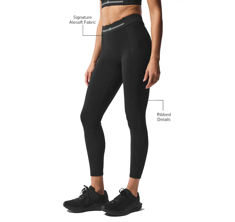 alo Women's Alosoft High-Waist 7/8 Relay Legging Black/White