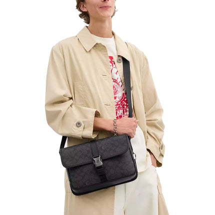 Coach Unisex League Messenger Bag In Signature Canvas Charcoal