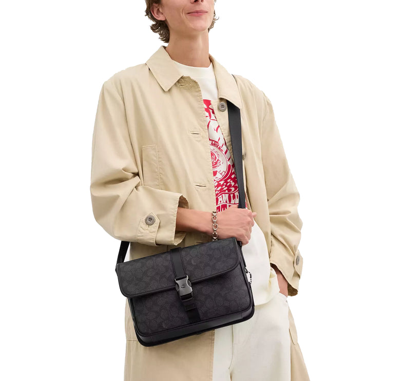 Coach Unisex League Messenger Bag In Signature Canvas Charcoal