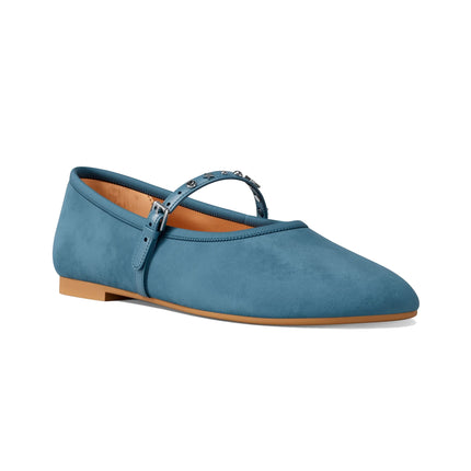 Michael Kors Women's Phoebe Embellished Leather Ballet Flat Denim
