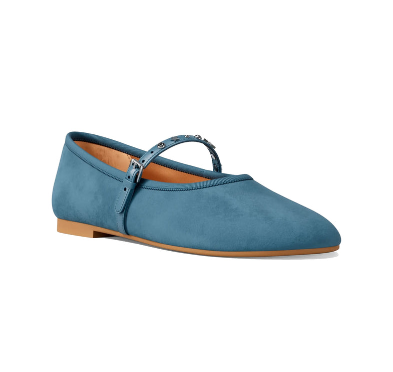 Michael Kors Women's Phoebe Embellished Leather Ballet Flat Denim