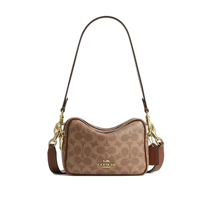 Coach Women's Mini Carey Crossbody Bag In Signature Canvas Gold/Tan/Brown