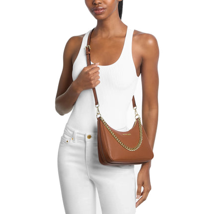 Michael Kors Women's Jet Set Large Pebbled Leather Convertible Crossbody Bag Luggage