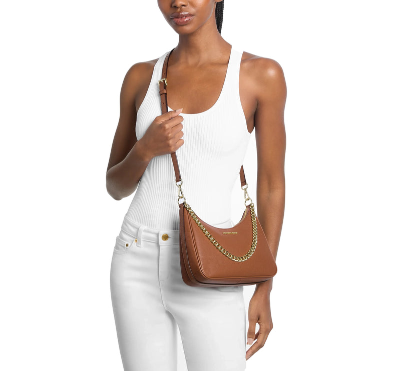 Michael Kors Women's Jet Set Large Pebbled Leather Convertible Crossbody Bag Luggage
