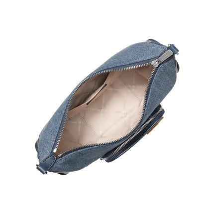 Michael Kors Women's Merritt Small Embellished Denim Convertible Crossbody Bag Washed Denim