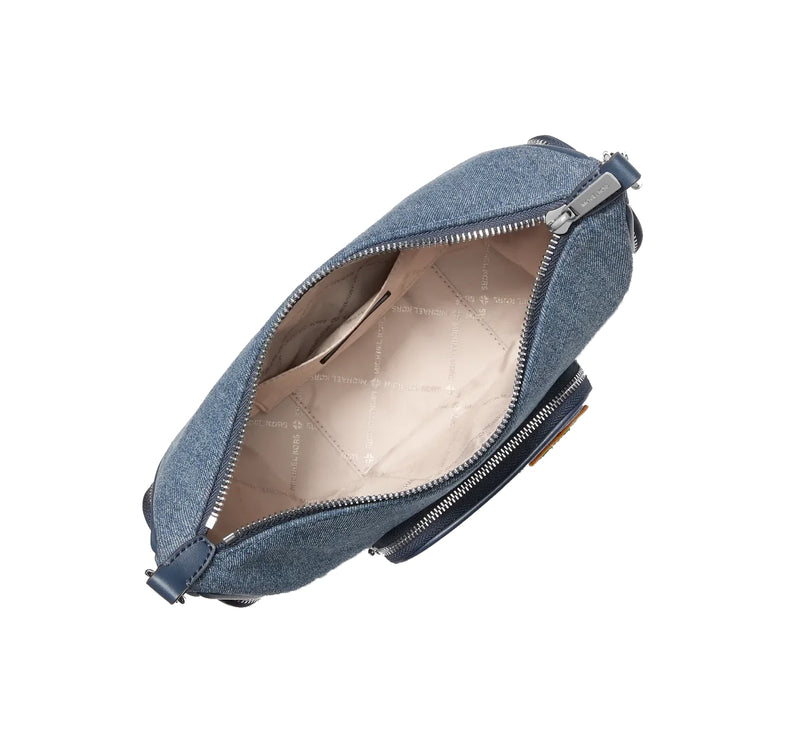 Michael Kors Women's Merritt Small Embellished Denim Convertible Crossbody Bag Washed Denim