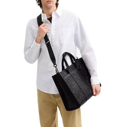 Coach Unisex Wesley Tote In Maxi Signature Leather Black