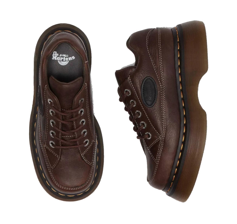Dr. Martens Women's Buzz 5 Eye Grizzly Leather Shoes Dark Brown