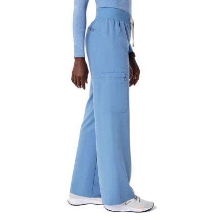 FIGS Women's High Waisted Isabel Wide Leg Scrub Pants Ceil Blue