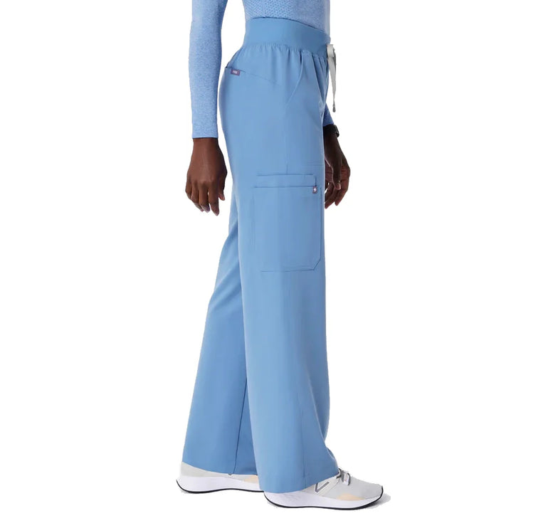 FIGS Women's High Waisted Isabel Wide Leg Scrub Pants Ceil Blue