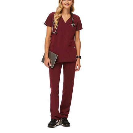 FIGS Women's Casma Three Pocket Scrub Top Burgundy