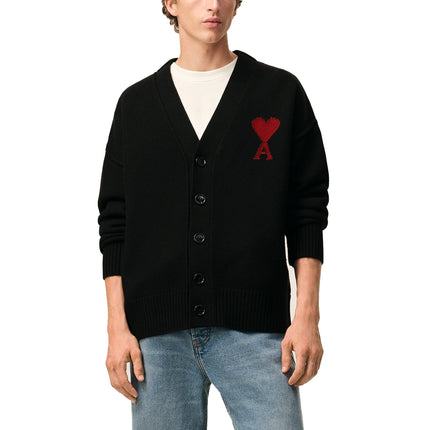 AMI Alexandre Mattiussi Unisex Ami de Coeur Wool Cardigan Black