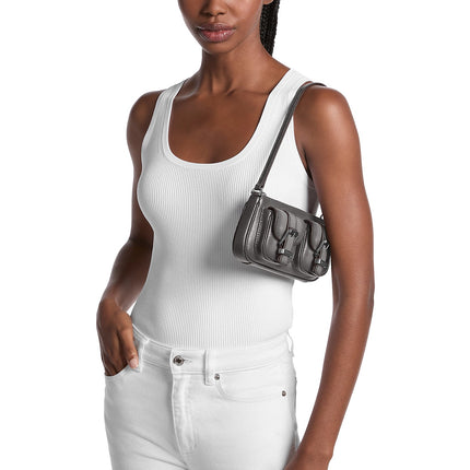 Michael Kors Women's Zoe Small Burnished Leather Pochette Storm