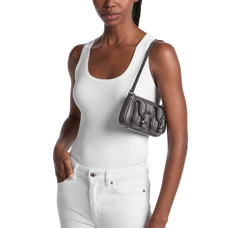 Michael Kors Women's Zoe Small Burnished Leather Pochette Storm