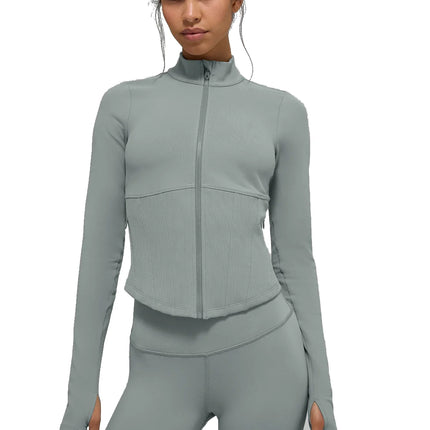 alo Women's Airbrush Corset Full Zip Jacket Lunar Grey