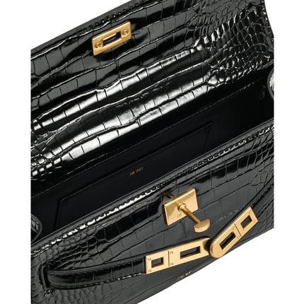 JW PEI Women's Noor Top Handle Bag Black Croc