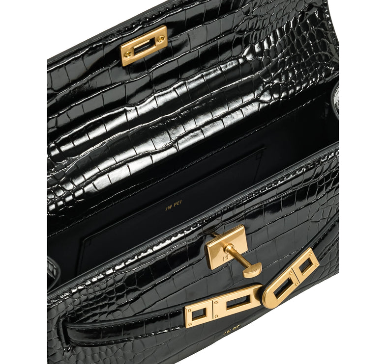 JW PEI Women's Noor Top Handle Bag Black Croc