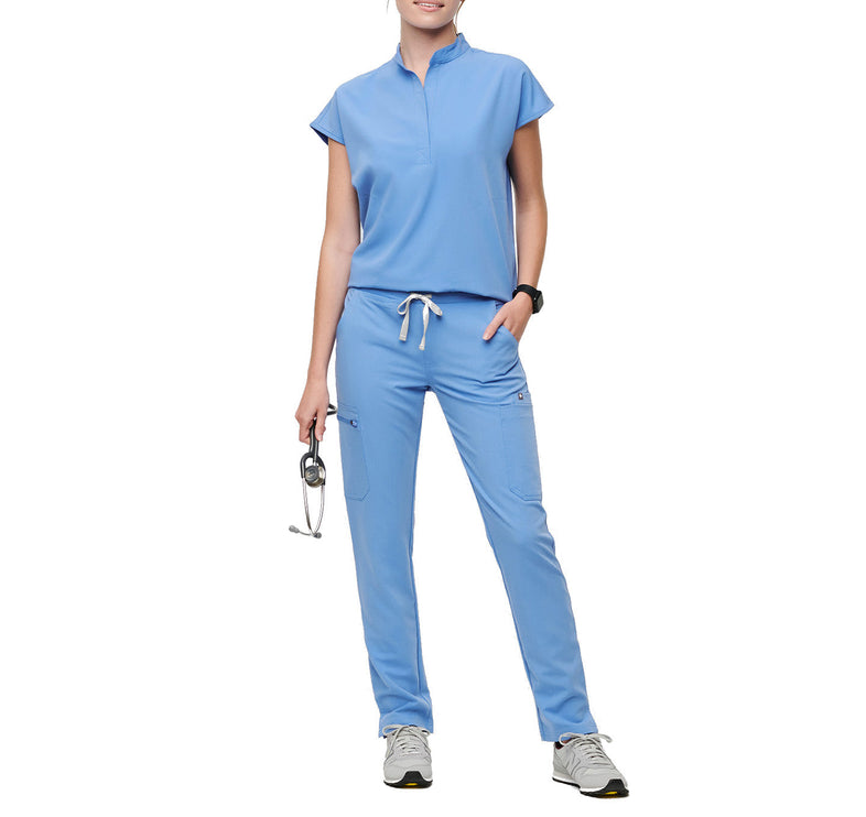 FIGS Women's Rafaela Oversized Scrub Top Ceil Blue