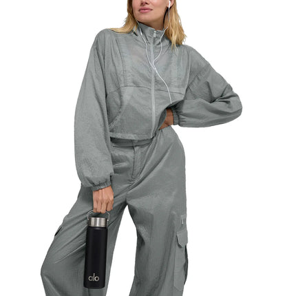 alo Women's Game Time Full Zip Jacket Lunar Grey