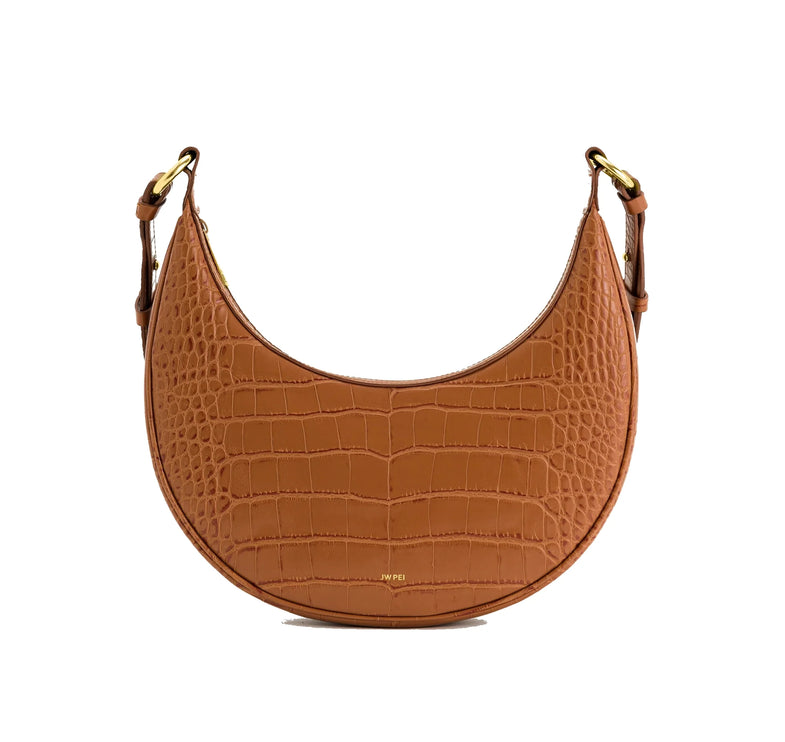 JW PEI Women's Carly Saddle Bag Acorn Brown Croc
