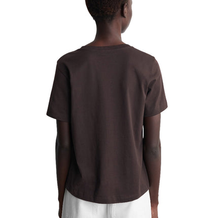 COS Women's Crew-Neck Cotton T-Shirt Dark Brown