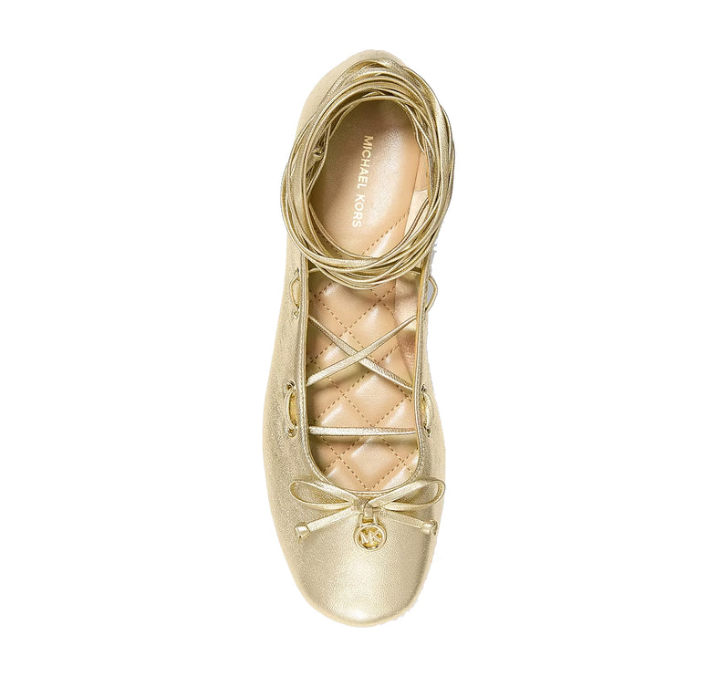 Michael Kors Women's Shae Flex Metallic Leather Ballet Flat Pale Gold