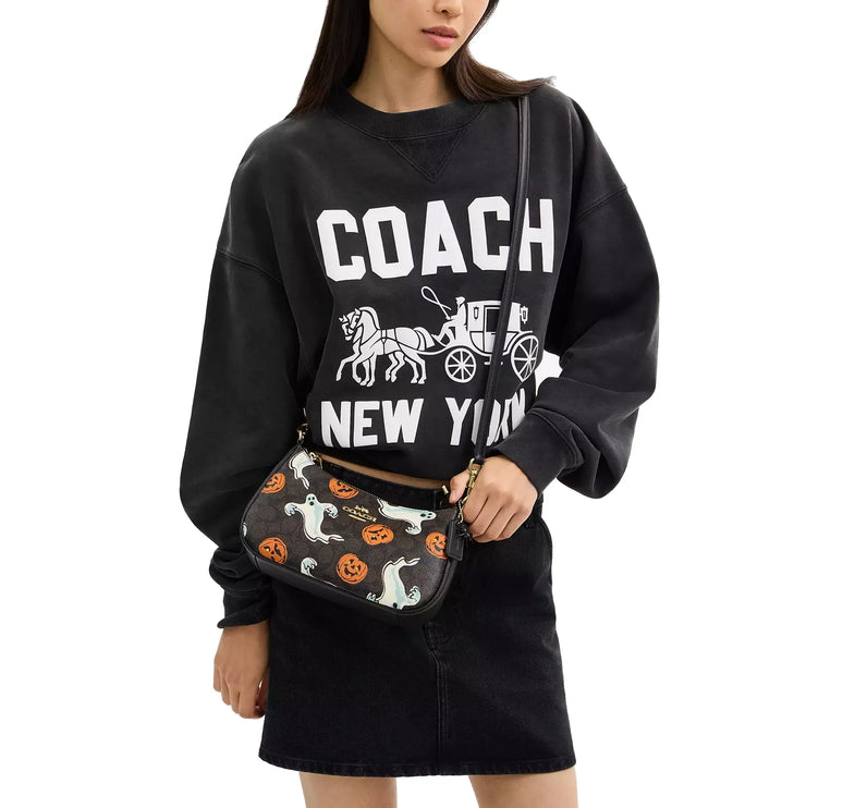 Coach Women's Teri Shoulder Bag In Signature Canvas With Halloween Print Gold/Walnut Multi
