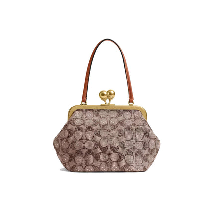 Coach Women's Kisslock Frame Bag 16 In Crystal Signature Jacquard Brass/Burnished Amber
