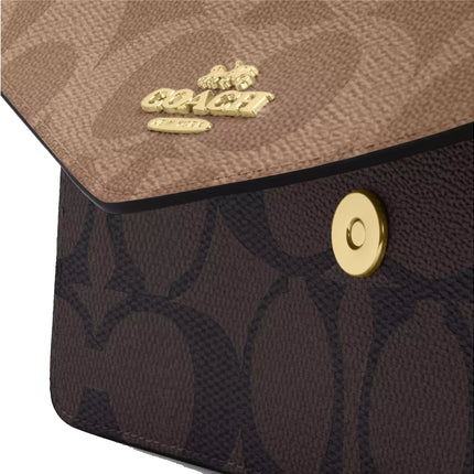 Coach Women's Klare Envelope Crossbody Bag In Blocked Signature Canvas Gold/Walnut/Tan
