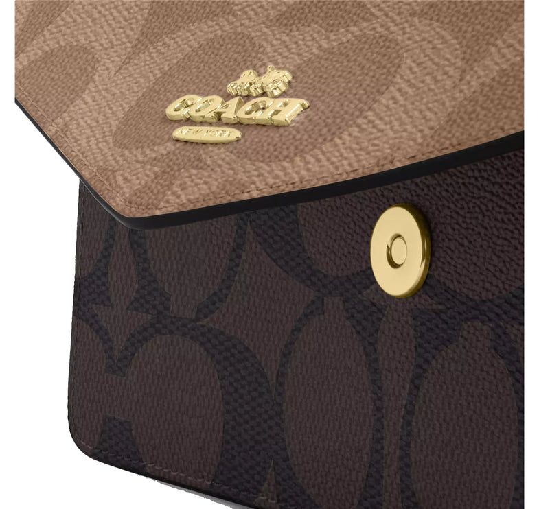 Coach Women's Klare Envelope Crossbody Bag In Blocked Signature Canvas Gold/Walnut/Tan