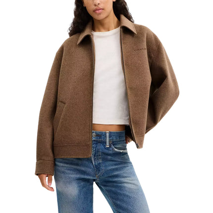 Coach Women's Zip Front Wool Jacket Teddy Bear