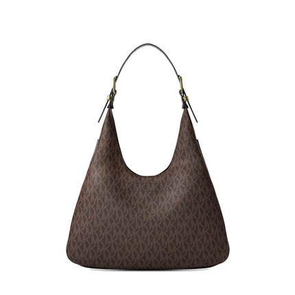 Michael Kors Women's Nolita Large Signature Logo Shoulder Bag Brown/Black