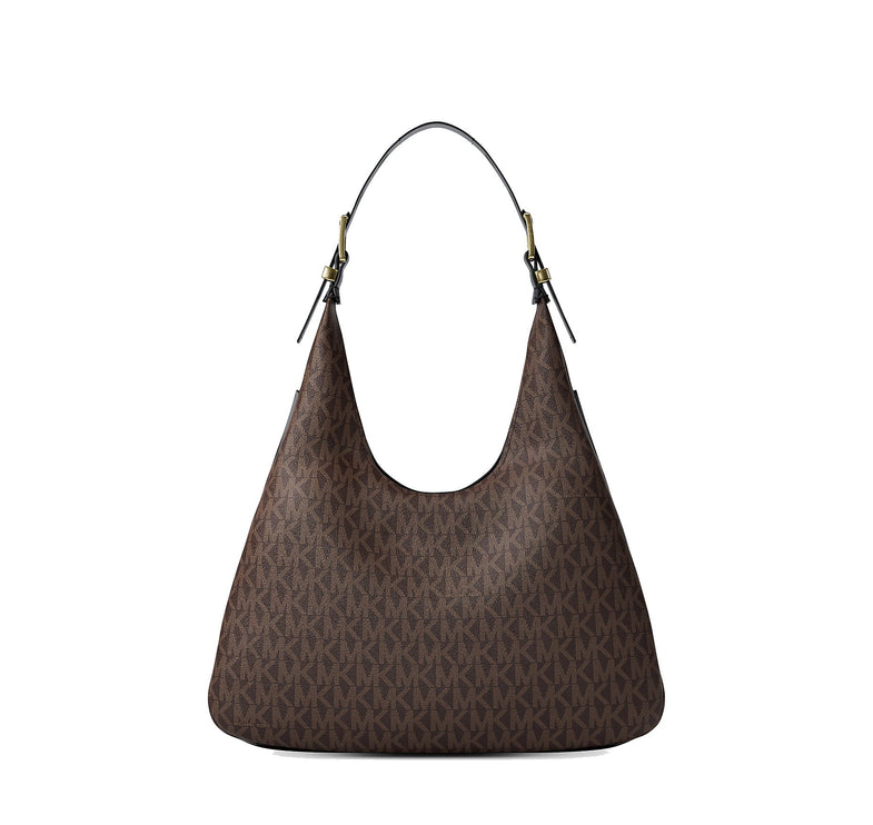 Michael Kors Women's Nolita Large Signature Logo Shoulder Bag Brown/Black