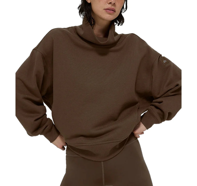 alo Women's Hazy Mock Neck Pullover Espresso