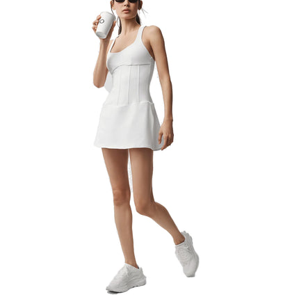 alo Women's Airbrush Sparks Fly Corset Tennis Dress White