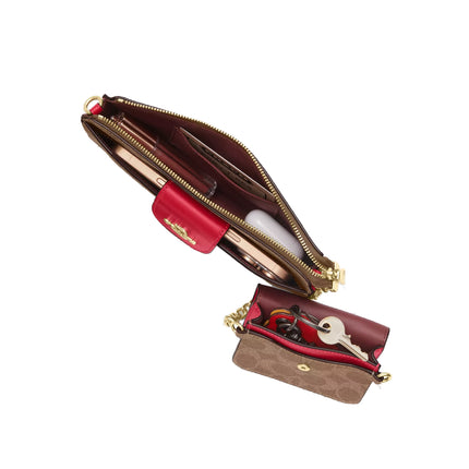 Coach Women's Poppy Crossbody Bag In Signature Canvas Gold/Tan/Carnation