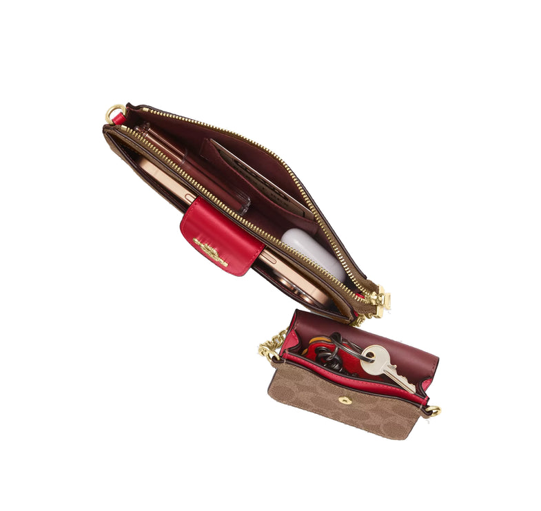 Coach Women's Poppy Crossbody Bag In Signature Canvas Gold/Tan/Carnation