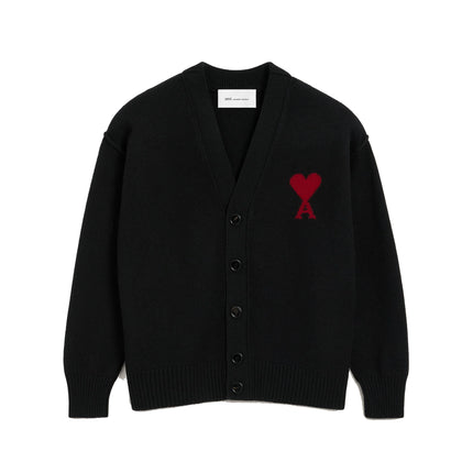 AMI Alexandre Mattiussi Unisex Ami de Coeur Wool Cardigan Black