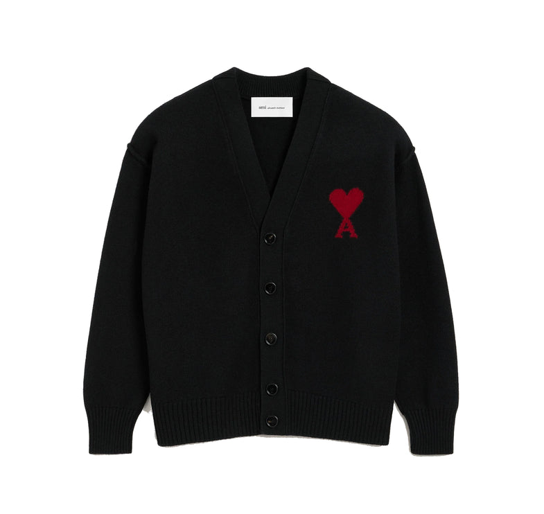 AMI Alexandre Mattiussi Unisex Ami de Coeur Wool Cardigan Black