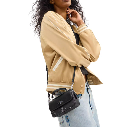 Coach Women's Mini Josie Top Handle Bag With Star Print Black/Silver